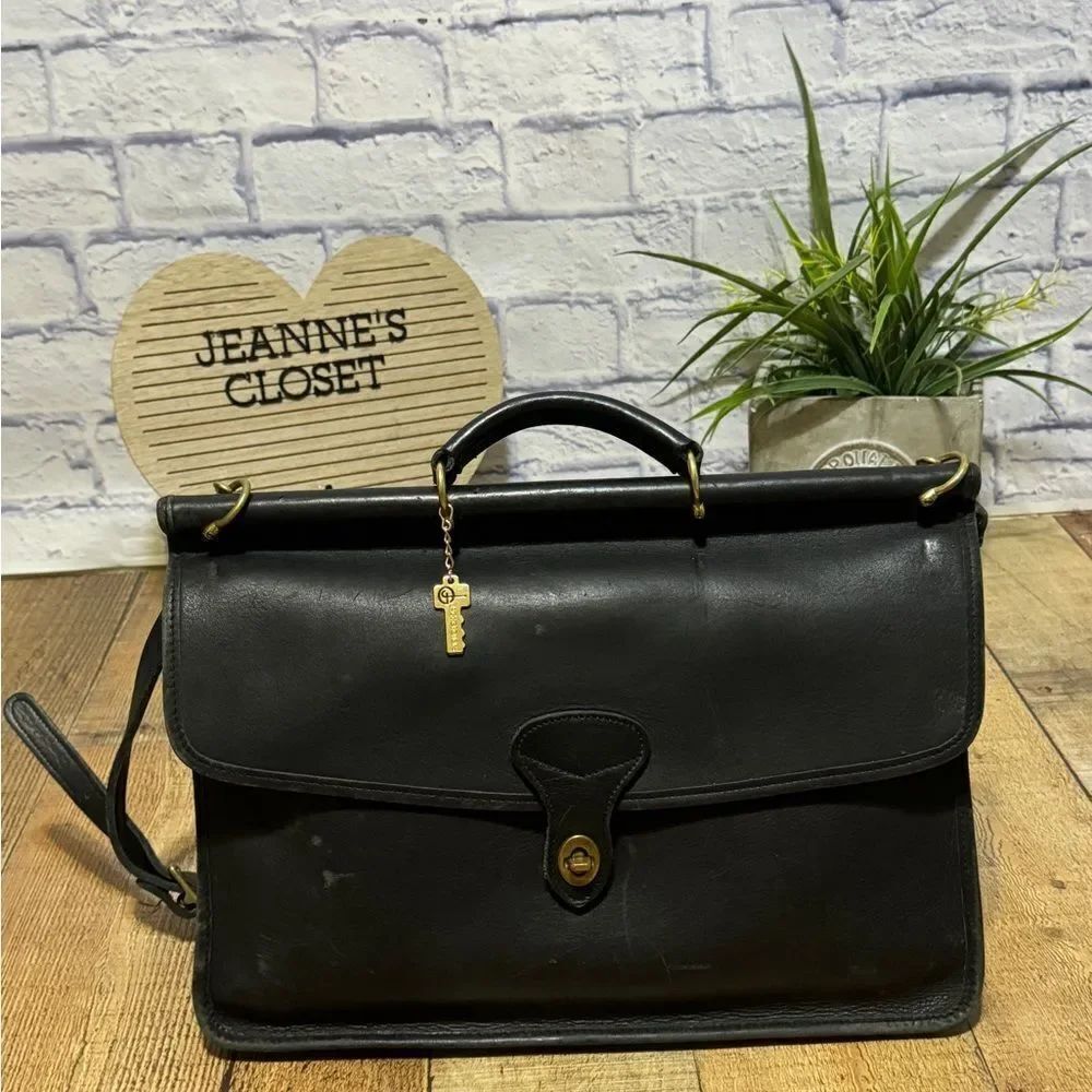 Jack Georges Traditional Classic Satchel Briefcase USA Black Leather handle